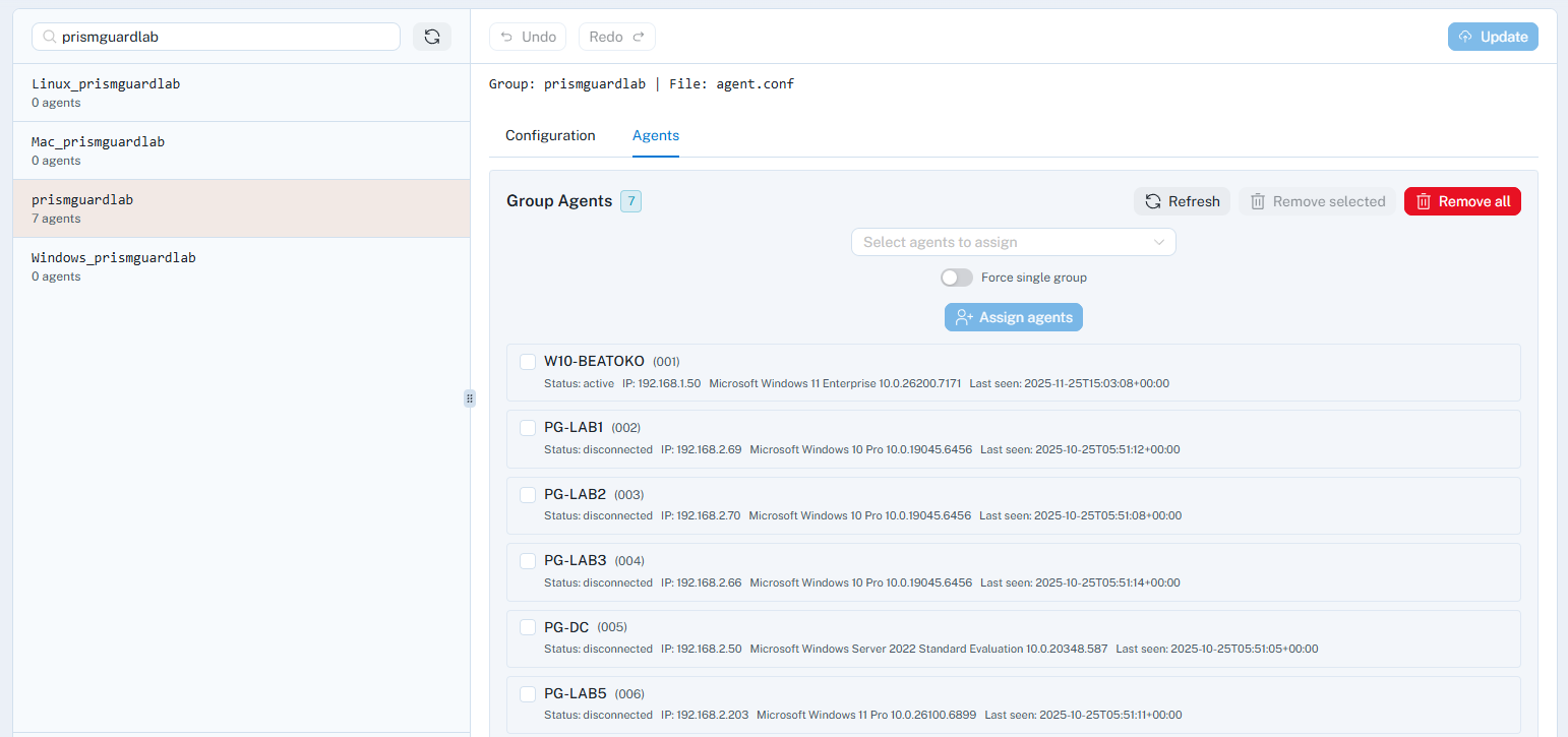 Administración de grupos y configuraciones